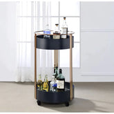 Narrel Onyx & Copper Serving Cart Model 98405 By ACME Furniture